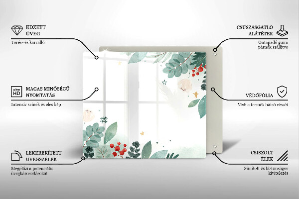 Tagliere in vetro temperato Foglie ad acquerello