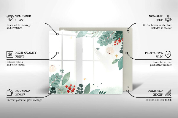 Tagliere in vetro temperato Foglie ad acquerello