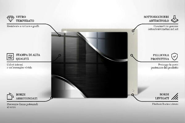 Tagliere in vetro temperato Astrazione del metallo