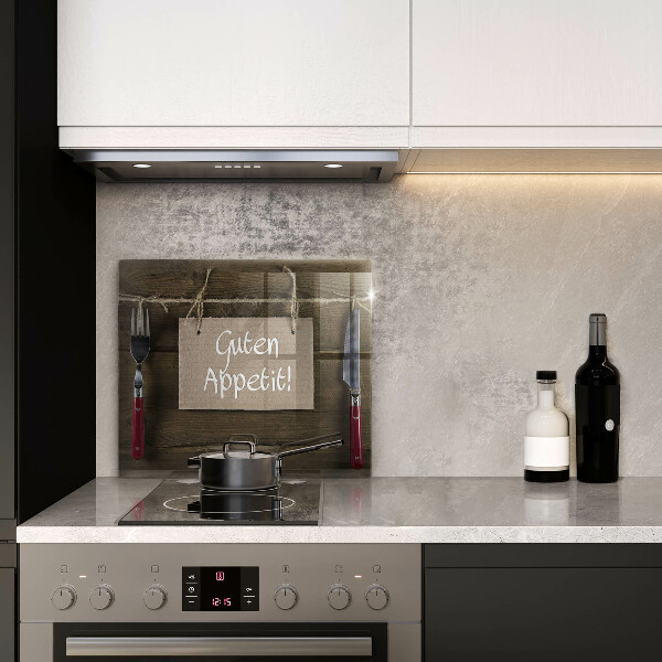 Tagliere in vetro temperato Iscrizione Guten Apetit sulle tavole