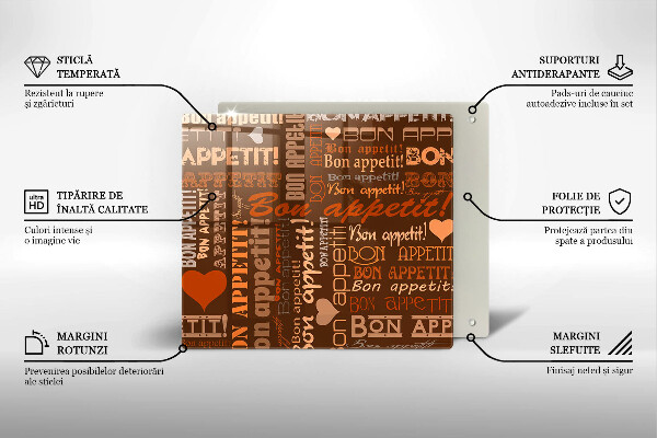 Tagliere in vetro temperato Sottotitoli Bon appetit