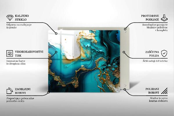 Tagliere in vetro Astrazione turchese