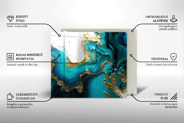 Tagliere in vetro Astrazione turchese