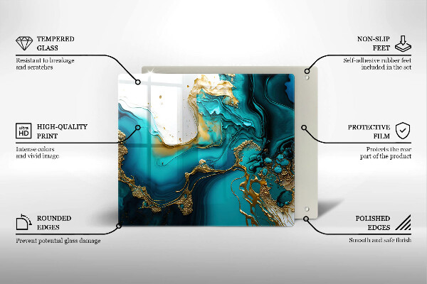 Tagliere in vetro Astrazione turchese