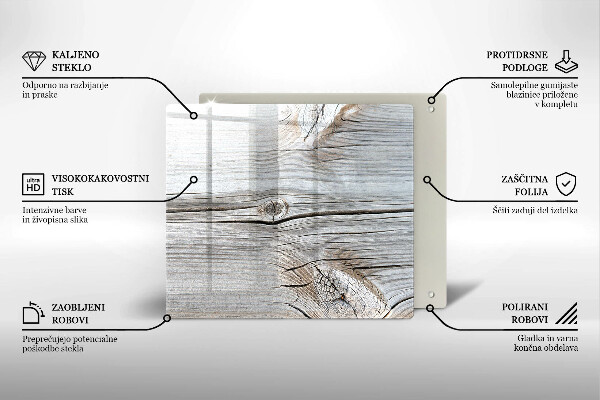 Tagliere in vetro Struttura in legno chiaro