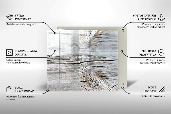 Tagliere in vetro Struttura in legno chiaro