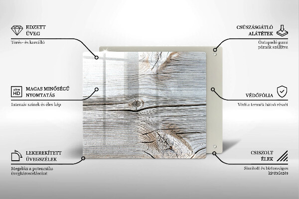 Tagliere in vetro Struttura in legno chiaro