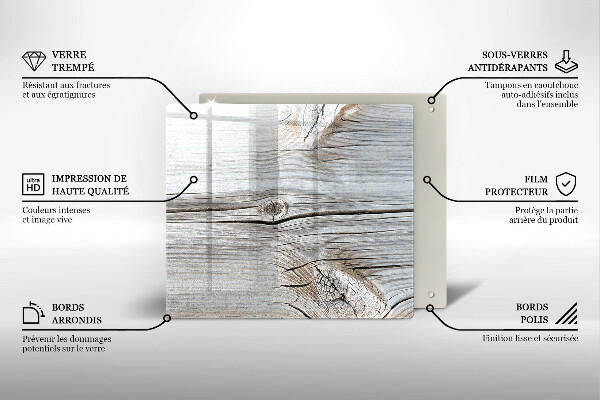 Tagliere in vetro Struttura in legno chiaro