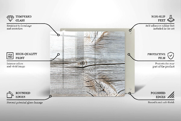 Tagliere in vetro Struttura in legno chiaro