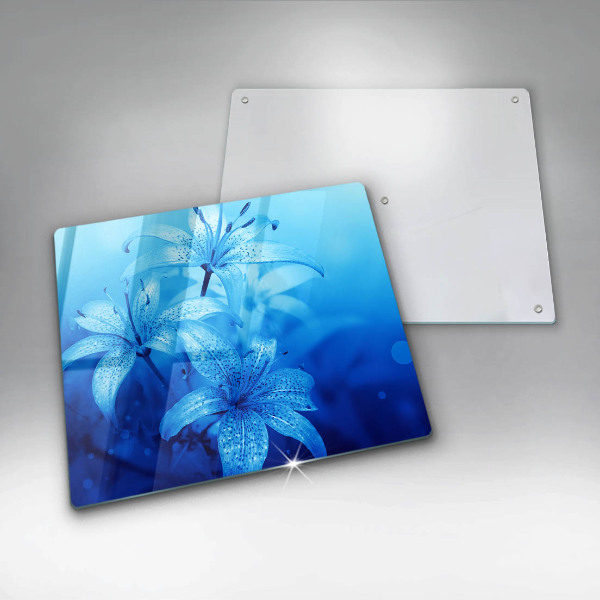 Tagliere in vetro Fiori blu
