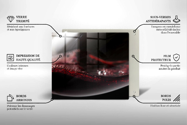 Tagliere in vetro Vino rosso in un bicchiere