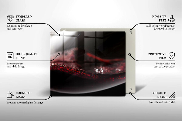 Tagliere in vetro Vino rosso in un bicchiere