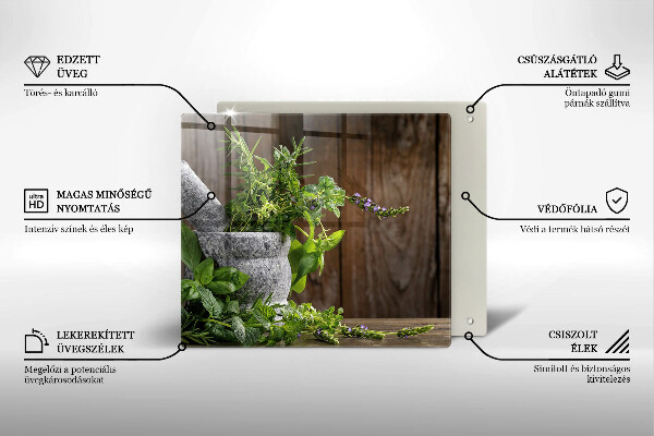 Tagliere in vetro Erbe verdi