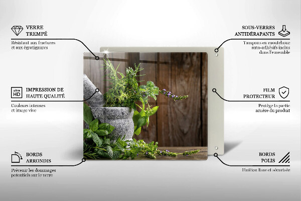 Tagliere in vetro Erbe verdi