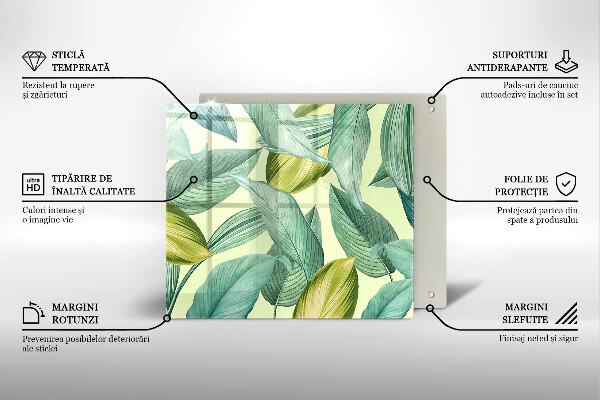 Tagliere in vetro Foglie tropicali verdi