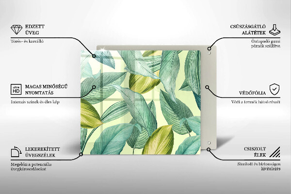 Tagliere in vetro Foglie tropicali verdi