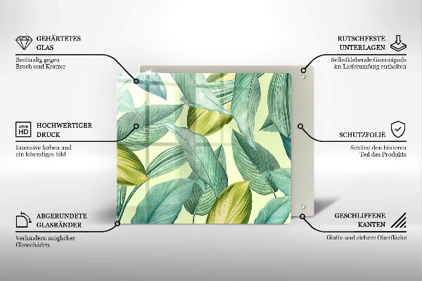 Tagliere in vetro Foglie tropicali verdi