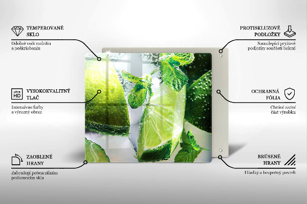 Tagliere in vetro Acqua con lime e ghiaccio