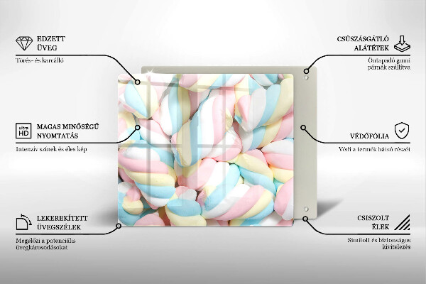 Tagliere in vetro Marshmallow colorati