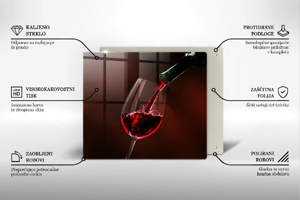 Tagliere in vetro Un bicchiere di vino