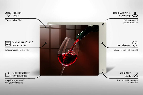Tagliere in vetro Un bicchiere di vino