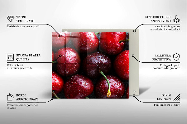 Tagliere in vetro Primo piano delle ciliegie