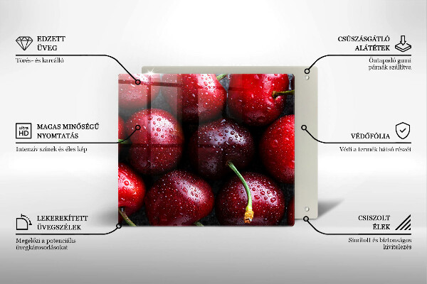 Tagliere in vetro Primo piano delle ciliegie