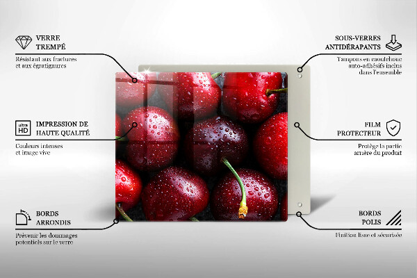 Tagliere in vetro Primo piano delle ciliegie