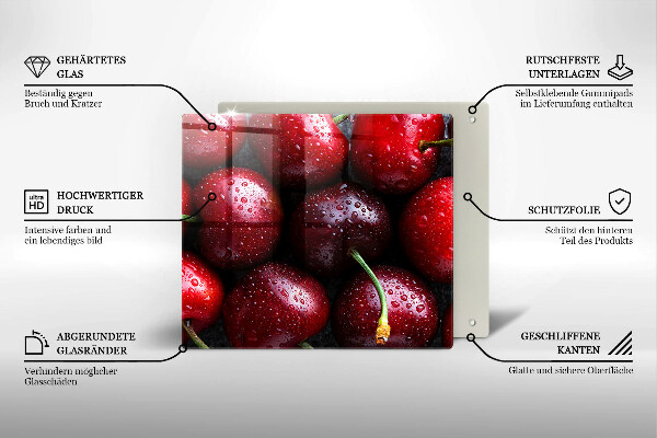Tagliere in vetro Primo piano delle ciliegie