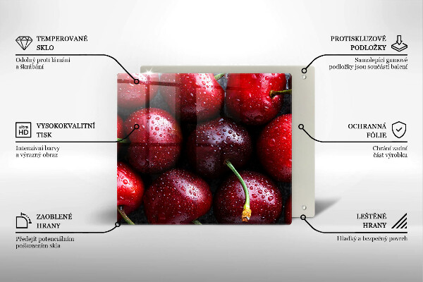 Tagliere in vetro Primo piano delle ciliegie