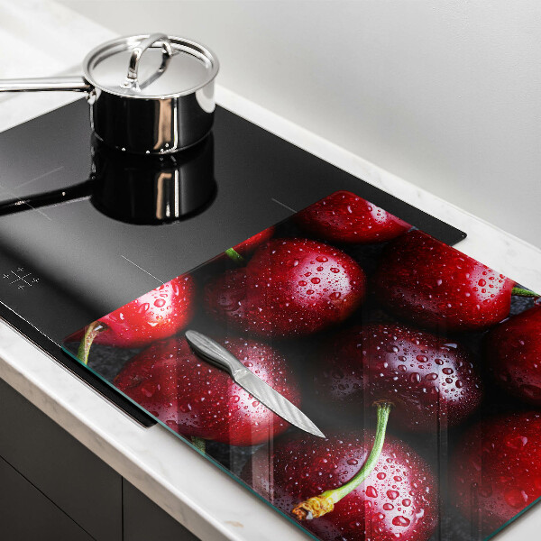 Tagliere in vetro Primo piano delle ciliegie