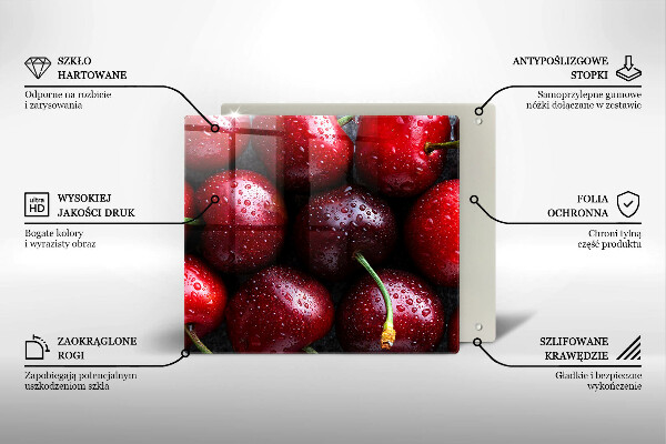 Tagliere in vetro Primo piano delle ciliegie