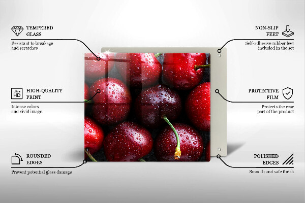 Tagliere in vetro Primo piano delle ciliegie