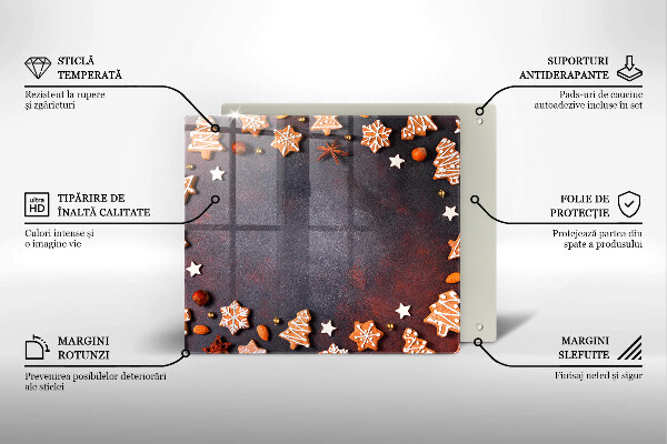 Tagliere in vetro Natale di pan di zenzero