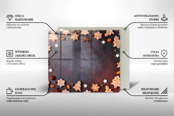 Tagliere in vetro Natale di pan di zenzero