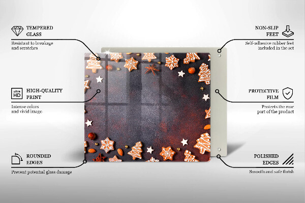 Tagliere in vetro Natale di pan di zenzero