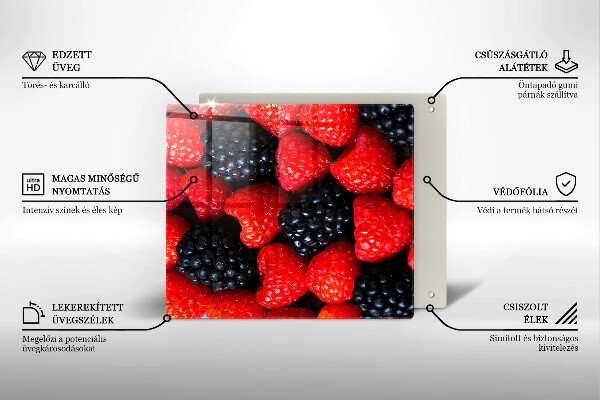 Tagliere in vetro Lamponi e more