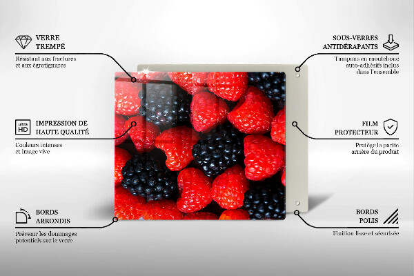 Tagliere in vetro Lamponi e more