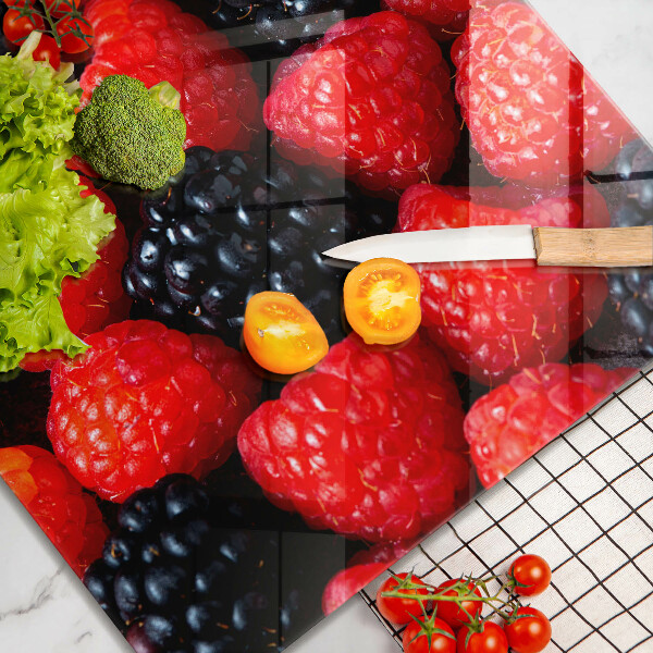 Tagliere in vetro Lamponi e more