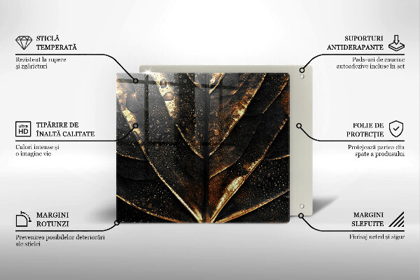 Tagliere in vetro Foglia d'oro