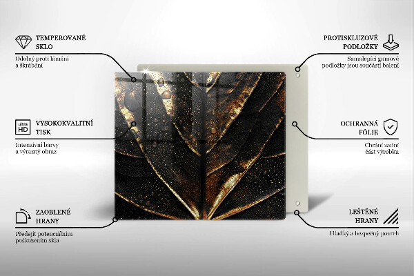 Tagliere in vetro Foglia d'oro