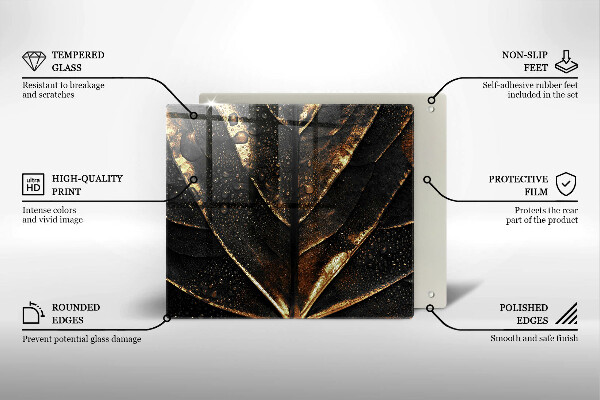 Tagliere in vetro Foglia d'oro