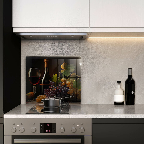 Tagliere in vetro Bicchiere di vino e uva