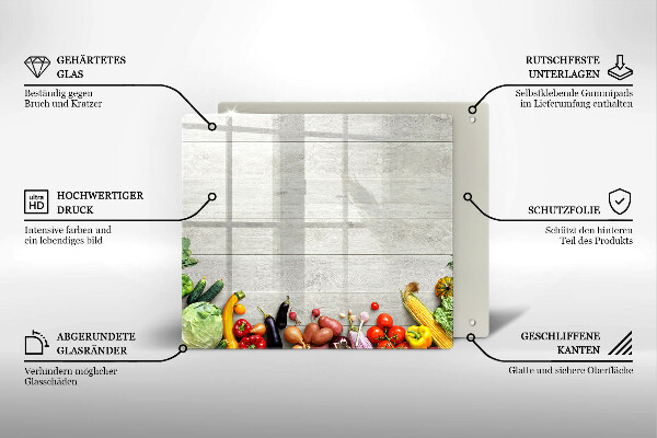 Tagliere in vetro Verdure su tavole