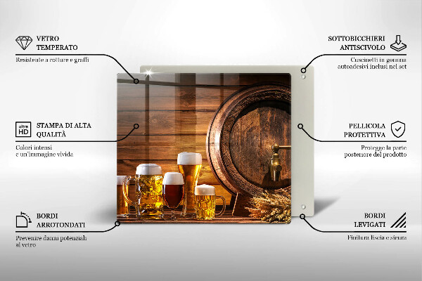 Tagliere in vetro Barile di birra