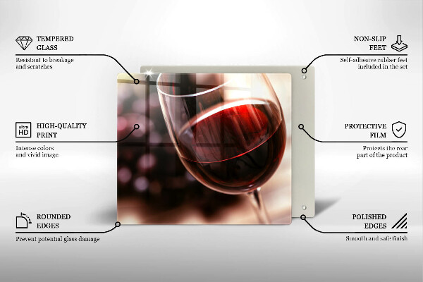 Tagliere in vetro Un bicchiere di vino rosso