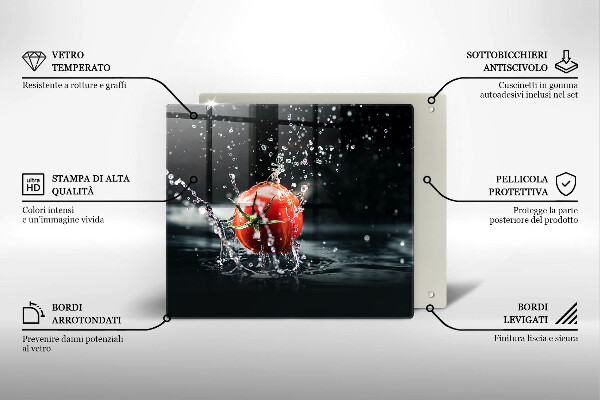 Tagliere in vetro Pomodoro in acqua