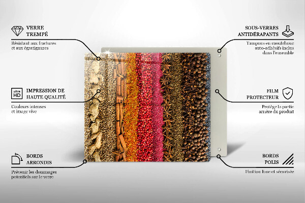 Tagliere in vetro Spezie colorate