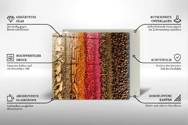 Tagliere in vetro Spezie colorate