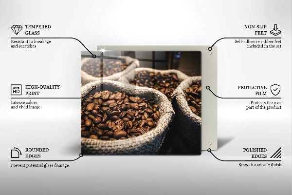 Tagliere in vetro Sacchetti di caffè in grani